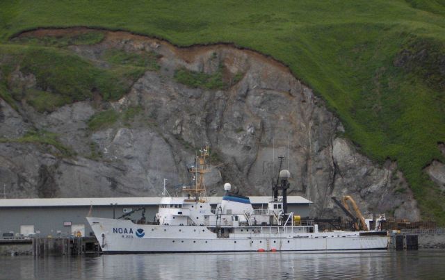 NOAA Ship MILLER FREEMAN tied up starboard side to. Picture