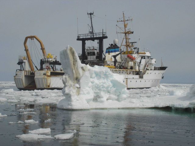 NOAA Ship MILLER FREEMAN seen in Bering Sea ice. Picture