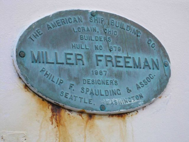 Name plate of NOAA Ship MILLER FREEMAN. Picture