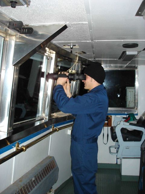 Trying out night vision binoculars while in port. Picture