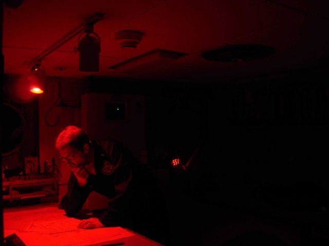 Chart work at night in chart room of the NOAA Ship MILLER FREEMAN Picture