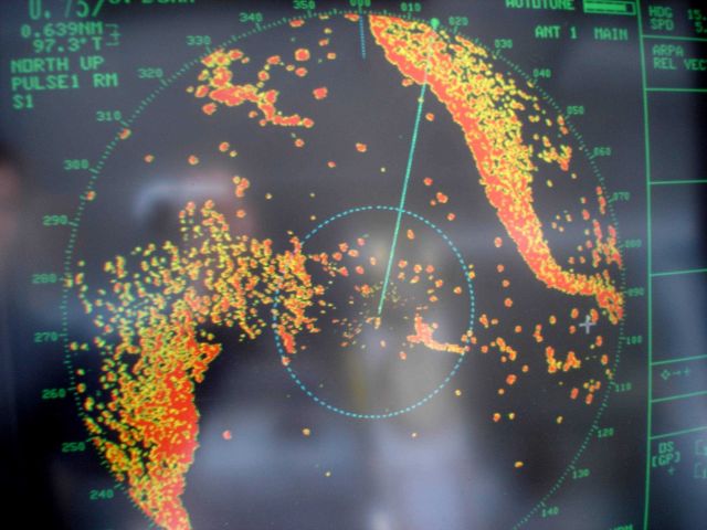 Radar display of ice floes in the Bering Sea observed on the NOAA Ship MILLER FREEMAN. Picture
