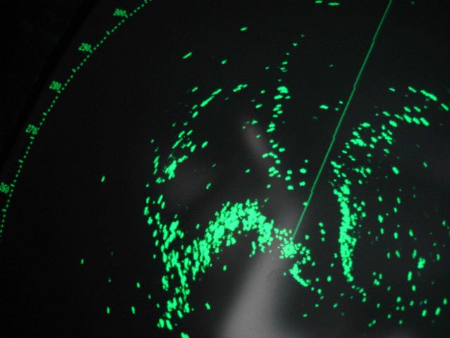 Radar display of ice floes in the Bering Sea observed on the NOAA Ship MILLER FREEMAN. Picture