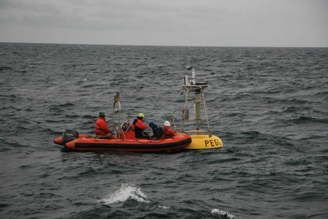 NOAA Ship MILLER FREEMAN rigid hull inflatable boat servicing the meteorological buoy designated PEGGY, named for Peggy Dyson, the voice of NOAA weath Picture