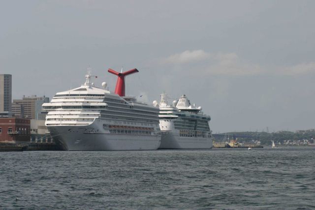 Cruise ships tied up in Halifax, Nova Scotia. Picture