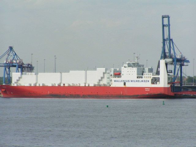 The TAPIOLA, a Finnish car carrier at the dock in Baltimore. Picture