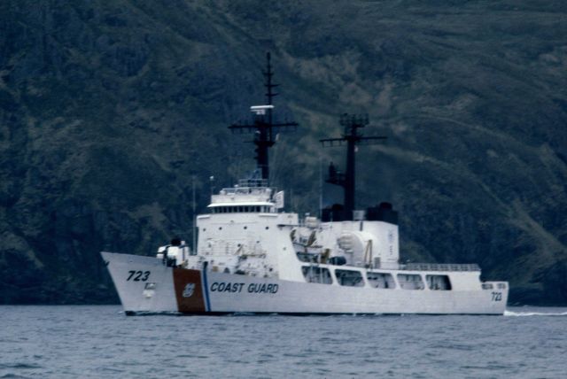 378-foot high endurance Coast Guard Cutter RUSH WHEC 723 on Aleutian fisheries patrol. Picture