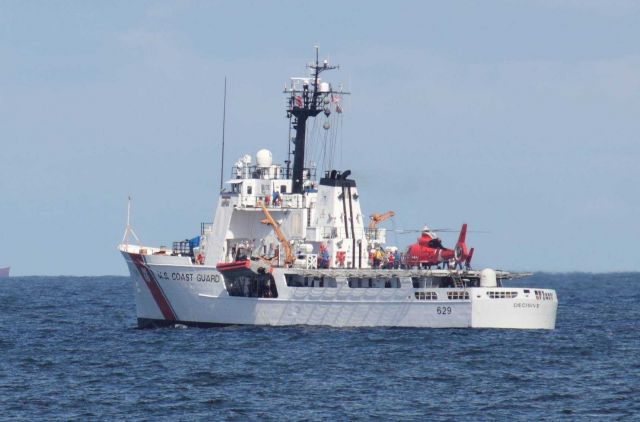 United States Coast Guard Cutter DECISIVE (WMEC-629) , home-ported in Pascagoula, on-site at Deepwater Horizon disaster site. Picture