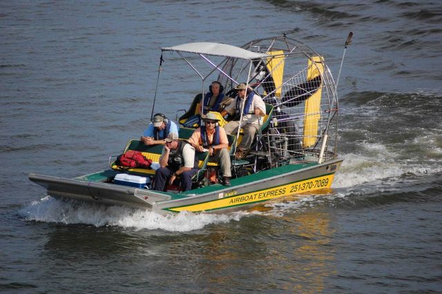 DELTA Airboat Express tour boat in Mobile Bay area. Picture