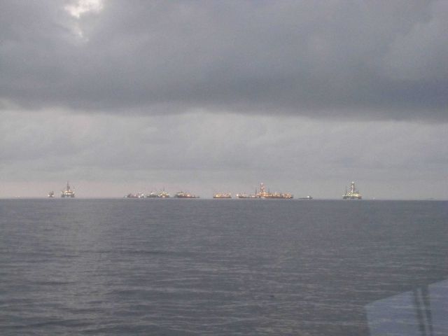 Deepwater Horizon disaster site with vessels on site for relief efforts Picture