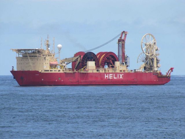 The Helix EXPRESS work vessel on-site at the Deepwater Horizon disaster well containment efforts. Picture