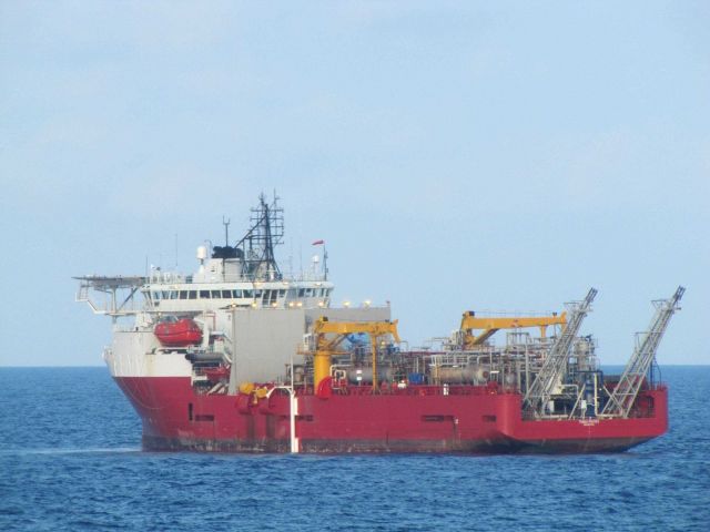The oil field work vessel TOISA PISCES on-site at the Deepwater Horizon disaster well containment efforts. Picture