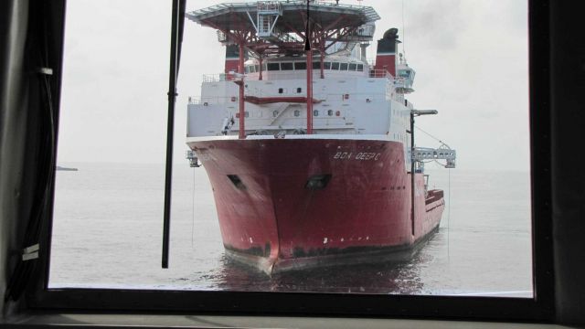 The oil field work vessel BOA DEEP SEA on site at the Deepwater Horizon disaster well containment efforts. Picture