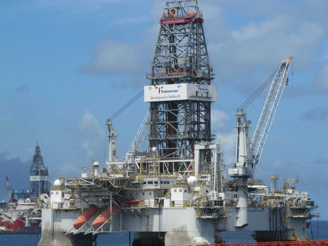 Transocean DEVELOPMENT DRILLER II on site at the Deepwater Horizon disaster well containment efforts. Picture