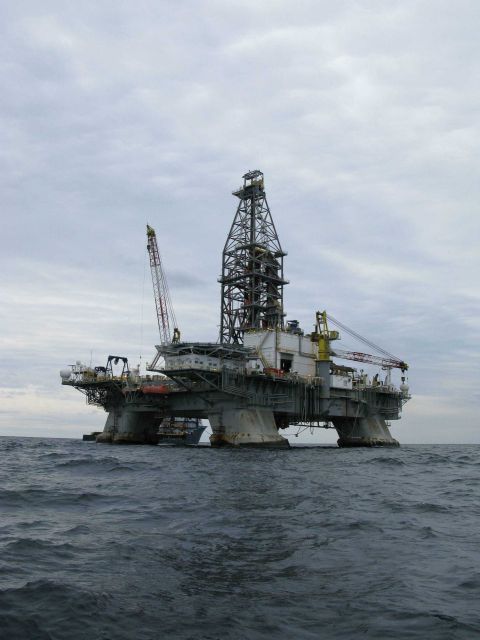 A drill rig on site at the Deepwater Horizon disaster well containment efforts. Picture