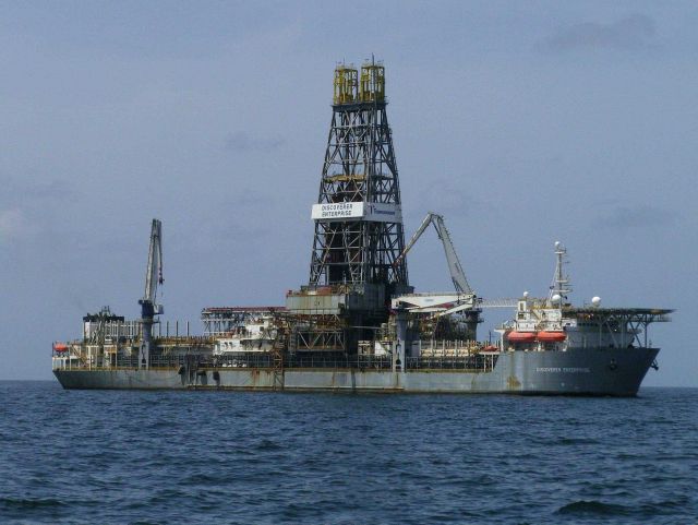 The drill ship DISCOVERER ENTERPRISE seen in the Gulf of Mexico. Picture