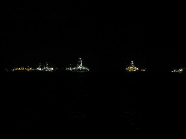 A view of the Deepwater Horizon relief effort vessels at night. Picture