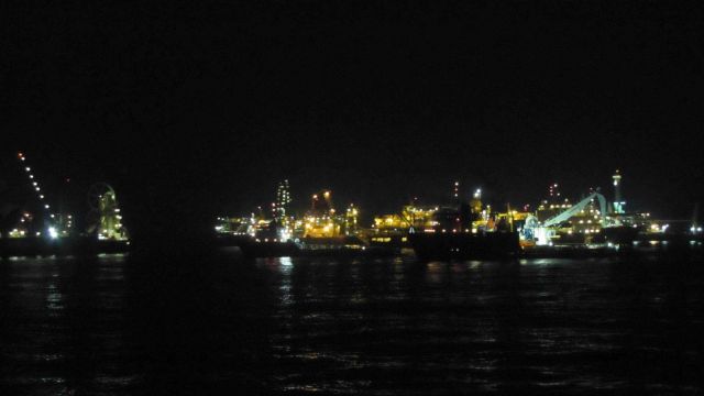 A view of the Deepwater Horizon relief effort vessels at night. Picture