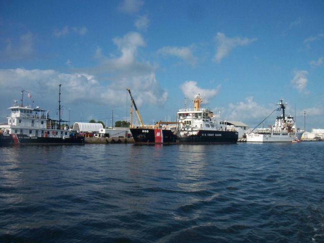 Coast Guard inland construction tender VISE, coastal buoy tender JOSHUA APPLEBY , and Coast Guard Cutter VENTUROUS. Picture