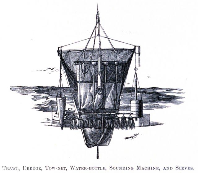 Trawl, dredge, tow-net, water-bottle, sounding machine, and sieves Picture