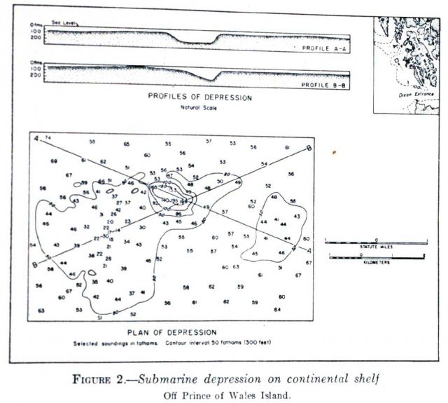 Large submarine depression in the continental shelf off Prince of Wales Island discovered by the Coast and Geodetic Survey Picture