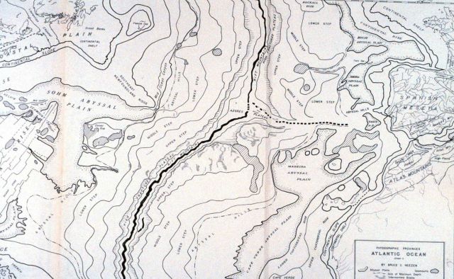 The first map demonstrating the continuity of the Mid-Atlantic Ridge median rift valley as published in: 