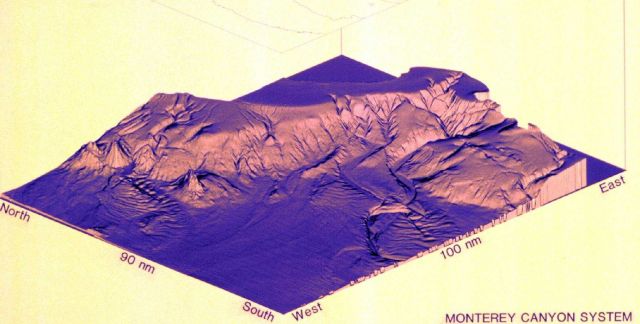 3-Dimensional image of Monterey Canyon system, Pioneer and Guide Seamounts, and approximately 9,000 square nautical miles of continental slope area Picture