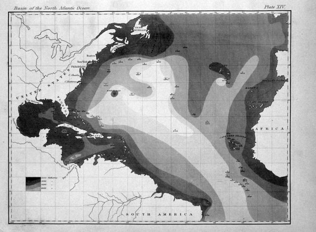 The very earliest rendition of a bathymetric map of an oceanic basin Picture