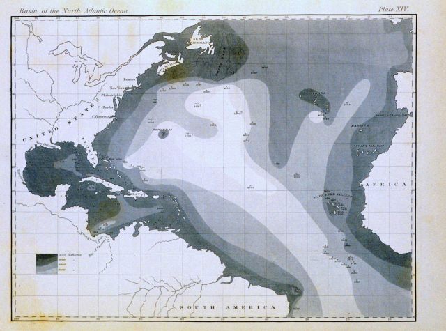 The very earliest rendition of a bathymetric map of an oceanic basin Picture