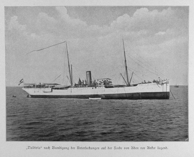 The German research vessel VALDIVIA lying at anchor at Aden after the end of its investigations Picture