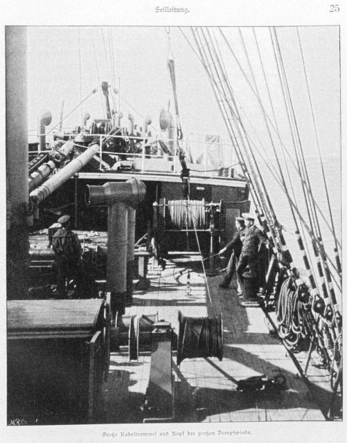 The large cable winch and the top of the steam capstan Picture