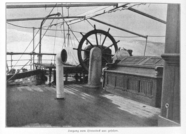 The view from the stern looking seaward in heavy seas Picture