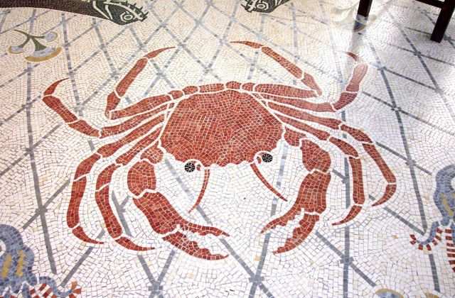 Crab tile mural on the floor of the Oceanographic Museum at Monaco Picture