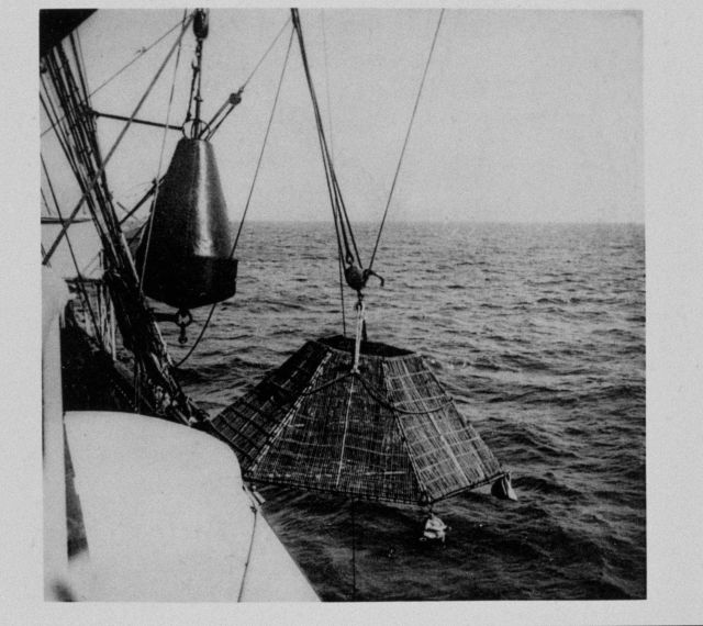 Double mesh net fish trap being deployed Picture