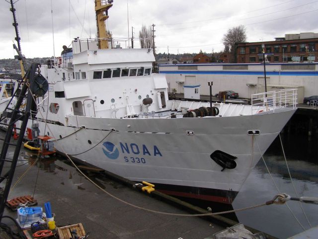 NOAA Ship MacARTHUR tied up at NOAA's Pacific Marine Center shortly before its decommissioning. Picture