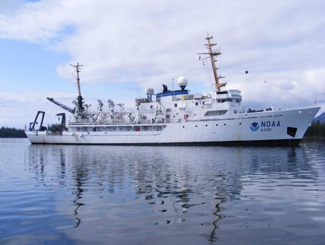 NOAA Ship FAIRWEATHER anchored in Ernest Sound area. Picture