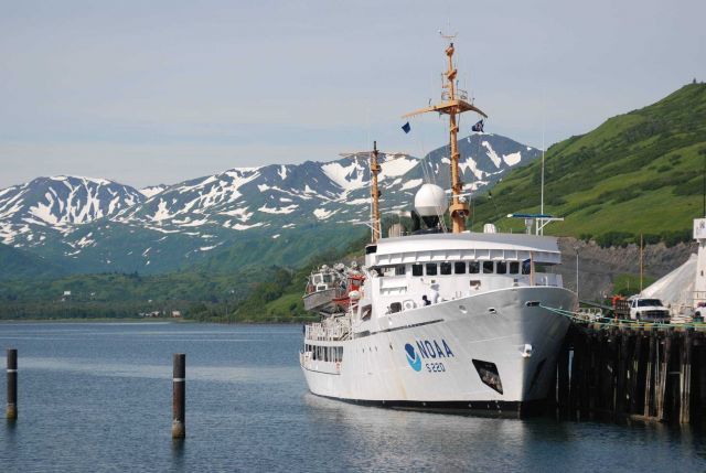 NOAA Ship FAIRWEATHER at Kodiak Coast Guard pier. Picture