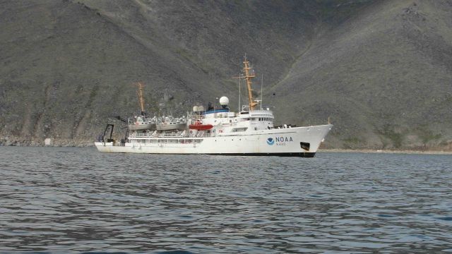 NOAA Ship FAIRWEATHER in Tin City, Cape Prince of Wales area. Picture