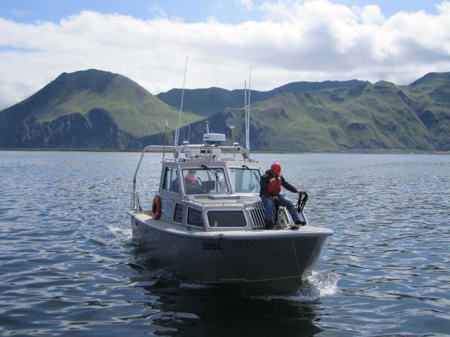 NOAA survey launch 2808 returning to ship. Picture