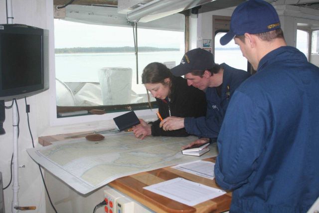 Checking on the location of the NOAA Ship FAIRWEATHER as it traverses the Inside Passage. Picture