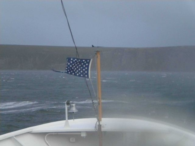 NOAA Ship FAIRWEATHER riding out a storm at anchor near Port Clarence. Picture
