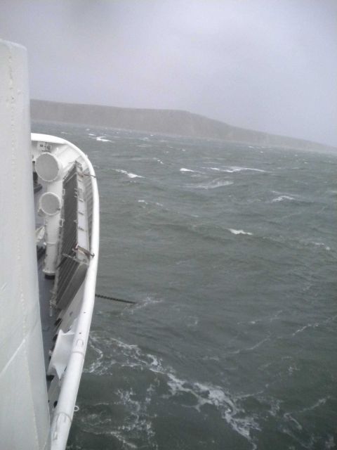 NOAA Ship FAIRWEATHER riding out a storm at anchor near Port Clarence. Picture