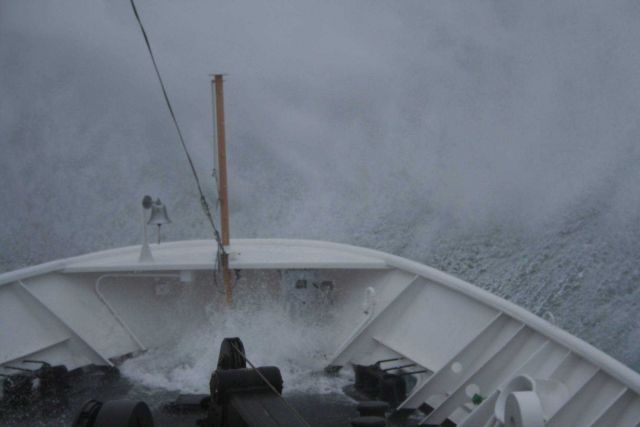 Are we having fun yet? NOAA ship FAIRWEATHER in some serious summer weather. Picture
