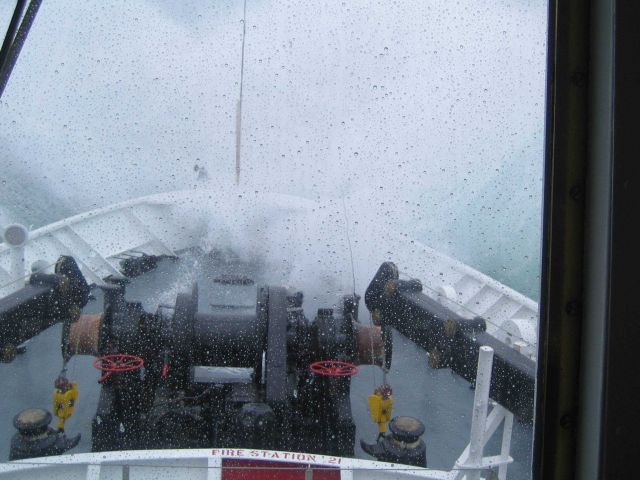 Are we having fun yet? NOAA ship FAIRWEATHER in some serious summer weather. Picture