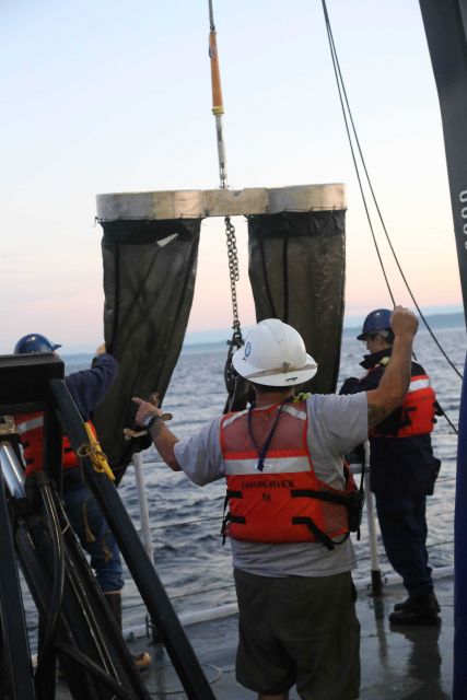 Recovery of bongo nets on NOAA Ship FAIRWEATHER. Picture