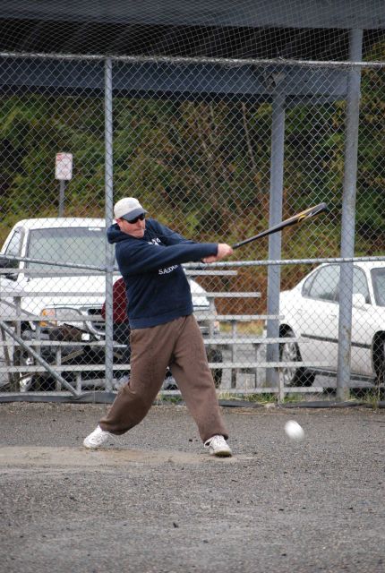 Contact! Doesn't look like a homerun. Picture