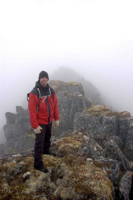 Some of the places we go! Climbing in the clouds on a day off. Picture