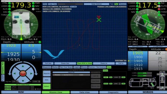 Display unit for ROV copilot on OKEANOS EXPLORER. Picture