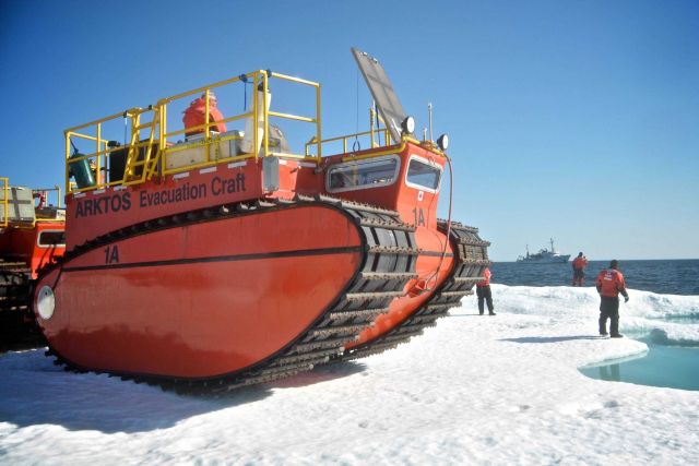 NOAA Ship FAIRWEATHER seen from the USCG test of ARKTOS evacuation craft which is on an ice flow Picture