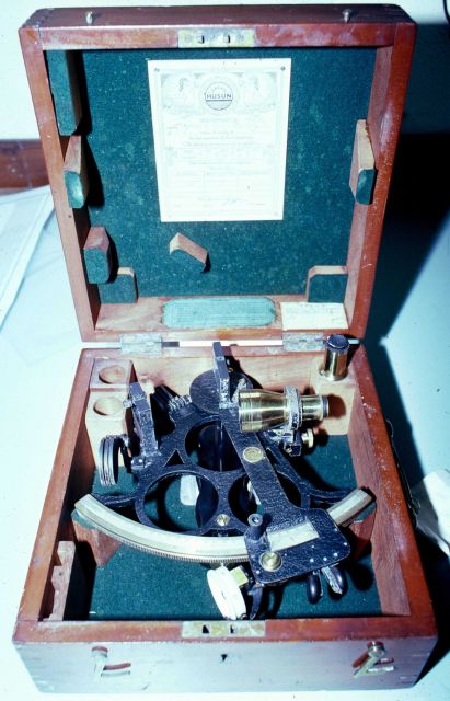 Navigational sextant on the NOAA Ship TOWNSEND CROMWELL. Picture